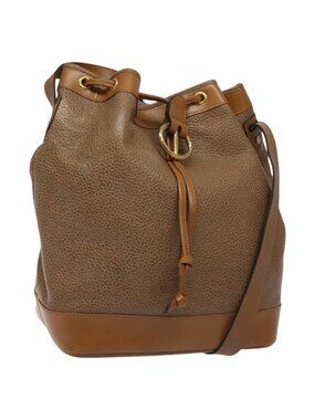 Authentic Christian Dior Shoulder Bag Leather Brown Gold